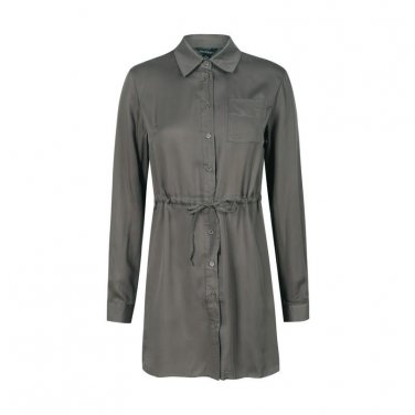 fashion loose solid color long sleeve  shirt style dress