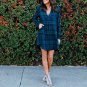 V neck Checked print Mini Dress party