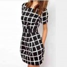 Casual Plaid Pencil Mini Dresses Female Vestidos