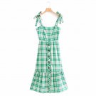 Stylish Woman Button Mid-Calf Dress Vestidos