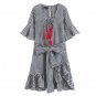 Short Flare Sleeve Ruffles Hem A-Line Dress