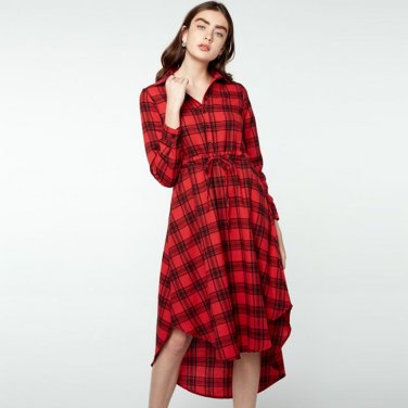 Check Plaid Irregular Work  Vestidos