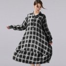 Plaid Checks Loose Midi Vestido Plus Size Dress