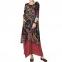 Long Sleeve Loose Cotton Linen Patchwork Maxi Vestido Dress