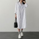 Baggy Split Hem Work Office Long Shirt Vestido Dress