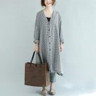 Check Plaid Belt Work Office Long Vestido Dress