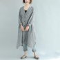 Check Plaid Belt Work Office Long Vestido Dress