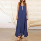 Dress Sleeveless Cotton Linen Beach Party Slip Vestido