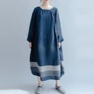 Stripe Splice Long Dress Party Casual Loose Vestido Plus Size