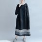 Stripe Splice Long Dress Party Casual Loose Vestido Plus Size