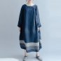 Stripe Splice Long Dress Party Casual Loose Vestido Plus Size