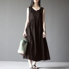 Dress Cotton Linen Long Vestido Plus Size