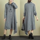 Dress Button Plaid Oversized Vestidos
