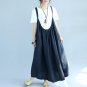 Sundress Oversized Cotton Linen Suspenders Vestido