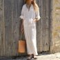 Deep V Neck Long Sleeve Split Long Maxi Dress Kaftan