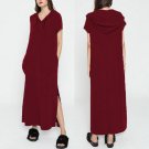 Dress Side Split Solid Casual Loose Vestido de Festa Robe