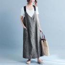 V Neck Casual Loose Sleeveless Long Maxi Dresses Plus Size Vestidos
