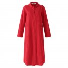 Turndown Collar Vintage Button Long Oversize Dresses Casual Veatidos