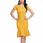 Plus size Vintage Off shoulder Vestidos Short Sleeve Fashion Yellow