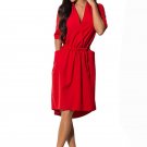 Dresses Female Half Sleeve V-neck Pockets Sundress
