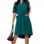 Dresses Female Half Sleeve V-neck Pockets Sundress