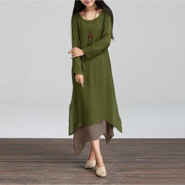 Sleeve Casual Loose Boho Long Dresses Vestidos Plus Size S-5XL