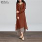 Sleeve Casual Loose Boho Long Dresses Vestidos Plus Size S-5XL