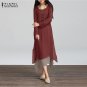 Sleeve Casual Loose Boho Long Dresses Vestidos Plus Size S-5XL