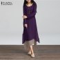 Sleeve Casual Loose Boho Long Dresses Vestidos Plus Size S-5XL