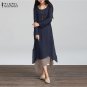Sleeve Casual Loose Boho Long Dresses Vestidos Plus Size S-5XL