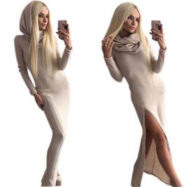 Zipper Dresses Solid Bodycon Vintage Dress Dress