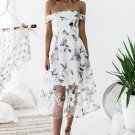 Female Slash Neck Midi Dress Boho Beach Party Dress