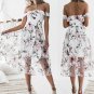 Female Slash Neck Midi Dress Boho Beach Party Dress
