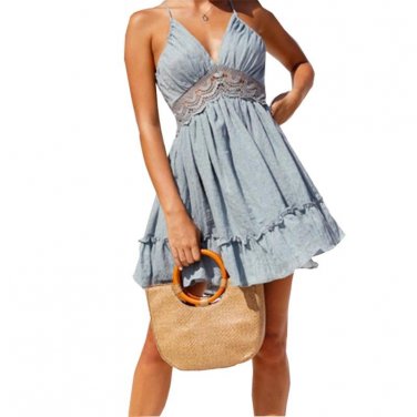 Hollow Out Backless Girls Beach Sundress Female