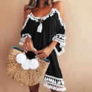 Backless Short Sleeve Tassel Women Dresses Dress