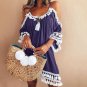 Backless Short Sleeve Tassel Women Dresses Dress