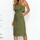 Pockets Backless Strapless Buttons Bow Sundress