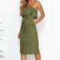 Pockets Backless Strapless Buttons Bow Sundress