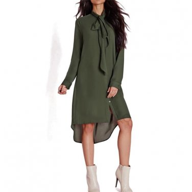 Autumn Female Long Sleeve Solid Color Dresses  Plus Size Dress