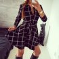 Women Plaid Check Print Spring Casual Shirt Dress Mini
