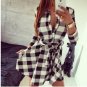 Women Plaid Check Print Spring Casual Shirt Dress Mini