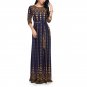 Casual Plus Size Blue White Print Vestidos Fashion Sleeve Dress