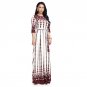 Casual Plus Size Blue White Print Vestidos Fashion Sleeve Dress