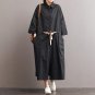 Women Loose Maxi Dresses Oversized Casual Belt Female Dress