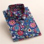 Dioufond Print Women\'s Long Sleeve Blouse Shirts Lipstick Floral Ladies Blouses Cotton Fashion Blus