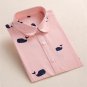 Dioufond Print Women\'s Long Sleeve Blouse Shirts Lipstick Floral Ladies Blouses Cotton Fashion Blus