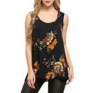 Women O-Neck Sleeveless Printing Plus Size Vest Tops Loose T-Shirt Blouse