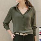 2018 Hot Sale Women Shirts Blouses Long Sleeve Turn-Down Collar Solid Ladies Chiffon Blouse Tops OL 