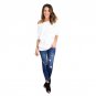 Fashion Hole Ripped Blouse Womens Cotton Long Sleeve Off The Shoulder Shirt Blusa Feminina Black Whi