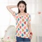 CUHAKCI Summer Women Sunflower Bird Chiffon Print Blouse Stripe Plaid Shirt Cross Love Blouse Short